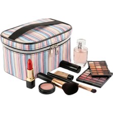 NS Reliable Captain Seyahat Makyaj Organizeri Çok Fonksiyonlu Kozmetik Çantası Kumaş - 200 Çizgi Desenli