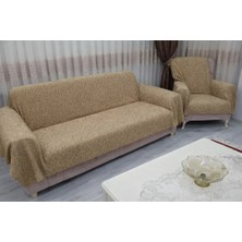 Mandaş Tekstil Mandaş Şönil Dokuma Koltuk Örtüsü Maxi Takım 3+3+1+1 K Bej