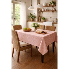 Rona Home Üst Segment Kaliteli Kumaş Pembe Desenli Masa Örtüsü Pamuklu Dokulu Şık Sofra Bezi
