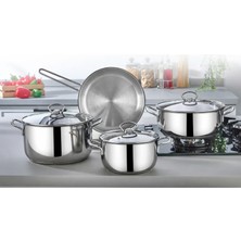 Net Çelik Netlon Eftelya 7 Parça Çelik Tencere Seti