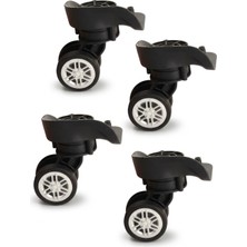 Polo&sky Valiz Tekerleği Siyah Gümüş Jant Çift Teker 4 Adet