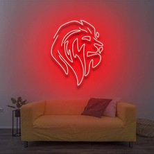 Dekoraven Aslan Figürü Neon Tabela | LED Işıklı Duvar Dekoru | Kafe Bar Ofis Dekorasyonu