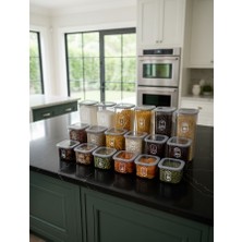 Vesta Concept 18 Adet Kare Erzak Saklama ve Baharatlık Seti 6X(550ML, 1200ML, 1750 Ml) Sert Kapaklı - Etiketli