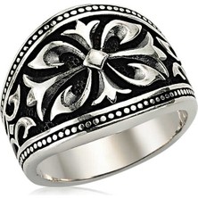 Gumush Gümüş Desenli Erkek Yüzük