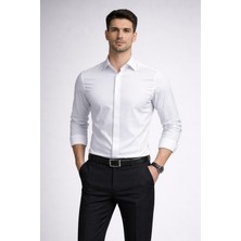 Colvıs Man Slim Fit Uzun Kol Ofis Lik Pamuk Saten Likra Gizli Kanun Hediye Kutulu Erkek Gömlek