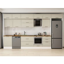 Alvinka 410X240 cm Klasik Mebran Mutfak Dolabı MB-E90S60S60-2 Kumtaşı - Suntalam