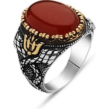 Gumush Gümüş Akik Taşlı Erkek Yüzük