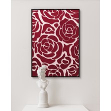 Rosa Art Metal Çerçeveli Gerçek Camlı Tablo -Kırmızı Gül Desenli Soyut Tablo, Yüksek Çözünürlük,dijital Baskı