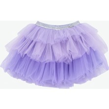 Barbie Lastikli Bel Kabarık Lila Düz Kısa Kız Çocuk Etek BRB6SG-ETK6534