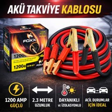 Foxx 1200 Amp Akü Takviye Kablosu 2.3 Metre – Güçlü Izolasyonlu Oto Akü Yardım Kablosu