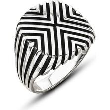 Gumush Gümüş Desenli Erkek Yüzük