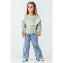 Kinderos Dantel Fırfırlı Pantolonlu Kız Çocuk 2\'li Takım - 26K 6331