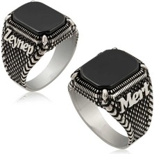 Gumush ​gümüş Oniks Taşlı Isim Yazılabilen Erkek Yüzük