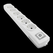 Tek-İş 6'lı Anahtarlı Topraklı Grup Priz Klemensli Kablo Girişli Beyaz