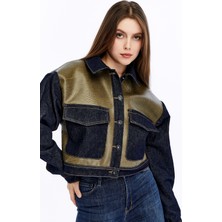 Chos7n Kadın Kürklü Deri Büyük Cepli Düğmeli Sıcak Ceket Günlük Mont