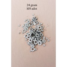 Beta Moda Hub Oya Abiye Bileklik Kolye Pleksi Metalik Plastik Pul Gümüş Renk 24 Gram 105 Adet - BNC561