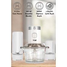 Özbience Çok Fonksiyonlu 3'ü 1 Arada Doğrayıcı ve Blender Seti, Cam Hazne, 2l