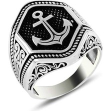 Gumush Gümüş Deniz Çapası Armalı Erkek Yüzük