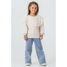 Kinderos Dantel Fırfırlı Pantolonlu Kız Çocuk 2\'li Takım - 26K 6331