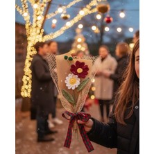 Henera Atelier El Örgüsü Bordo Beyaz Papatya Buketi - Sevgililer Günü - Hediyelik-Doğum Günü