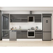 Alvinka 410X222 cm High Gloss Mutfak Dolabı MBB-E90B60S60-2 Antrasit - Suntalam