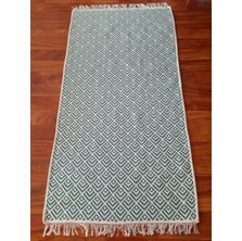 Cotton Halı Pamuklu Cotton Kilim Çift Taraflı Yıkanabilir Dekoratif (80X150) - Mint V2