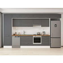Alvinka 410X240 cm Klasik Mebran Mutfak Dolabı MBB-E90B60S60-1 Antrasit - Mdf