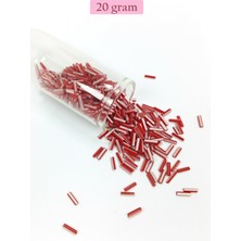 Beta Moda Hub Uzun Boru Kesme Boncuk Çap 2mm Uzunluk 10 mm - 20 Gram - Kırmızı Beyaz - BNC239