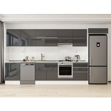 Alvinka 410X222 cm High Gloss Mutfak Dolabı MB-E90S60S60-1 Antrasit - Mdf