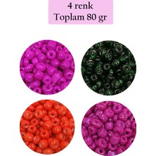 Beta Moda Hub Dökme Cam Kum Boncuk Büyük Boy (6/0) 4 mm - 4 Renk - Toplam 80 Gram - BNC414