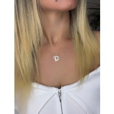 Daniel Angelson Baget Taşlı D Harf Altın Kaplama Gümüş Kolye