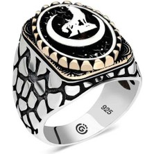 Gumush Gümüş Hilal Bozkurt Oval Erkek Yüzük