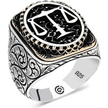 Gumush Gümüş Adalet Terazisi Oval Erkek Yüzük