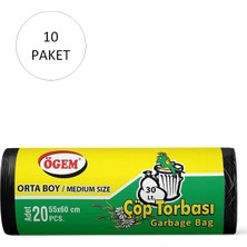 Beta Moda Hub Orta Boy Çöp Torbası 55 x 60 cm 20 Li Rulo x 10 Paket = 200 Adet (Siyah)