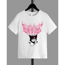 Kız Çocuk Bisiklet Yaka Baskılı T-Shirt - Beyaz