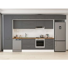 Alvinka 410X240 cm Klasik Mebran Mutfak Dolabı MBB-E90B60S60-2 Antrasit - Mdf