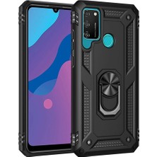 TE Dükkan Buğz Huawei Y6P Kılıf Sofya Yüzüklü Silikon Kapak - Siyah