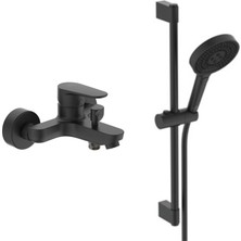 Ideal Standard Cerafine O Banyo Bataryası + Idealrain Duş Seti, 2 Fonksiyonlu,mat Siyah , 2 Parça BC500XG | BD142XG