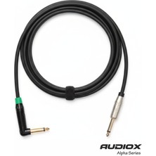 AUDIOX  Alpha Series 6.3 mm L Tipi Jak (90°) → 6.3 mm Düz Jak Kablo | Enstrüman / Gitar / Pedal / Amfi Ses Bağlantı Kablosu