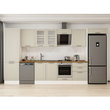Alvinka 410X222 cm Klasik Mebran Mutfak Dolabı MBB-E90B60S60-3 Kumtaşı - Suntalam