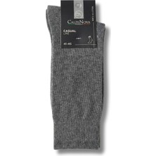 Lykos Calzenova Erkek Gri Klasik Pamuklu Soket Çorap 3'lü Set - Sıkmayan Lastik Topuk