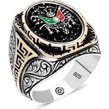 Gumush Gümüş Osmanlı Arması Oval Erkek Yüzük