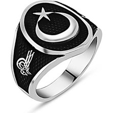 Gumush Gümüş Tuğralı Ay Yıldız Erkek Yüzük