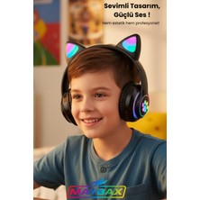 PremiumPort 23M Kablosuz Bluetooth LED Işıklı Mikrofonlu Kedi Tasarımlı Kulaklık