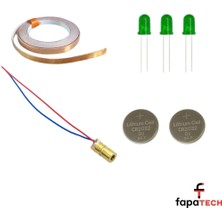 PremiumPort Bakır Folyo Bant, CR2032 Pil, 5mm Led, Nokta Lazer, Işıklı Kağıt Devre Seti