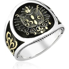 Gumush Gümüş Osmanlı Devlet Armalı Erkek Yüzük