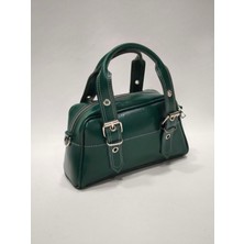 adissa collection - Tokalı Kalın Dikişli Kutulu El ve Omuz Çantası | Retro Boston Bag