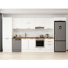 Alvinka 410X222 cm Klasik Mebran Mutfak Dolabı MBB-E90B60S60-1 Beyaz - Suntalam