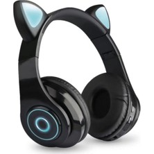 PremiumPort Renkli LED Işıklı Kablosuz Kulaklık, Çocuklar Için, Siyah