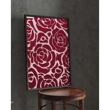 Rosa Art Tablo | Ahşap Çerçeveli Tablo - Kırmızı Gül Desenli Modern Minimalist,tablo-Çerçeveli Poster